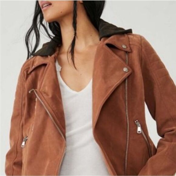 NWOT Free People Harriett Vegan Suede Hooded Moto Jacket medium - Picture 9 of 13